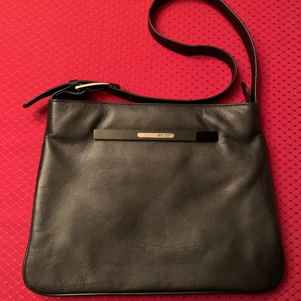 Black Leather/Pleather Mmisani Shoulder Bag